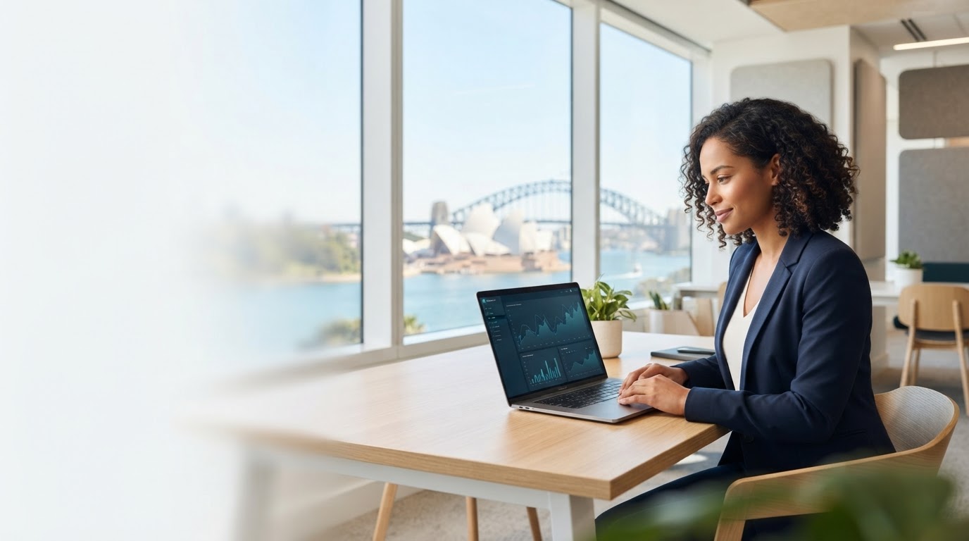 New AI Finance trading desk with real-time market data on screen
